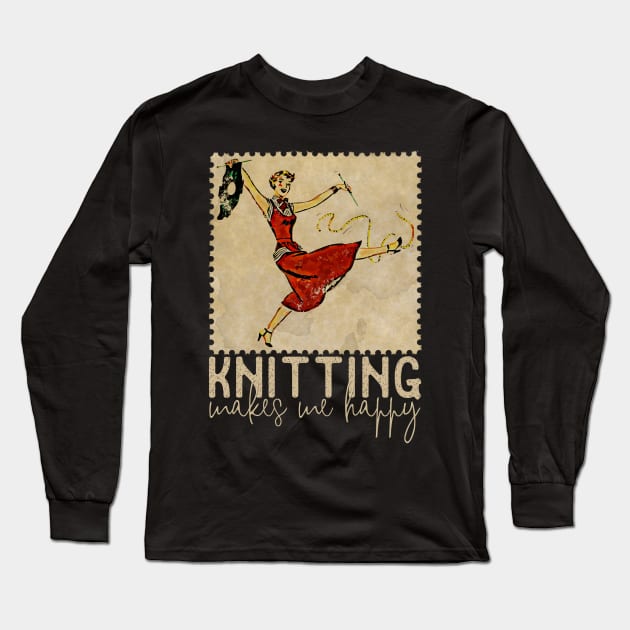 Vintage 1950s Knitting Long Sleeve T-Shirt by norules